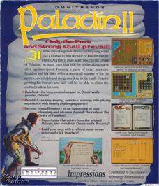 Box back cover for Paladin 2 on the Microsoft DOS.